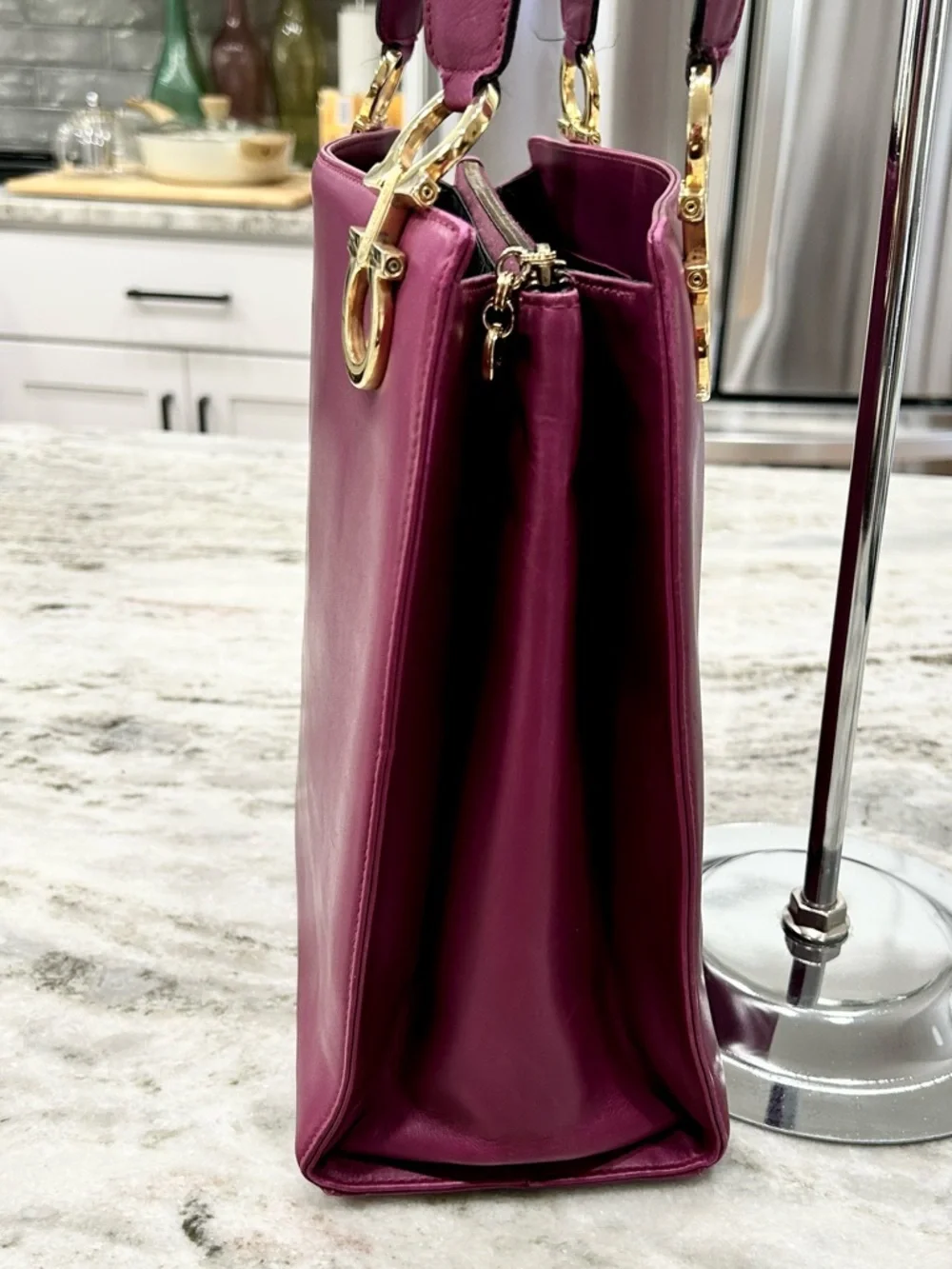 Salvatore Ferragamo Authentic Deep Purple Leather Structured Shoulder Bag - Picture 6 of 14